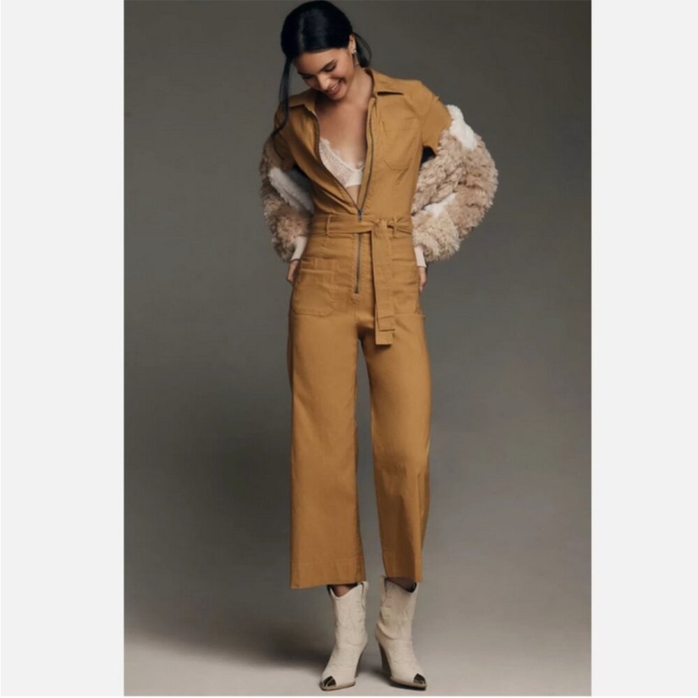 Anthropologie Maeve The Colette Weekend Jumpsuit Honey New With Tags size 2 - Picture 1 of 3